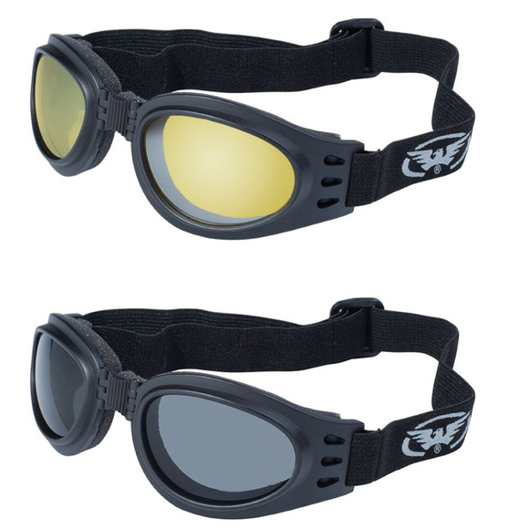 2 Men Motorcycle Horse Goggles Padded Riding Yellow Lenses and Tinted Vented - Picture 1 of 4